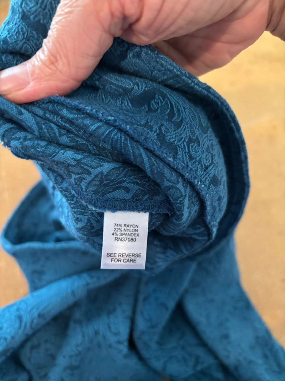 3/$20 Cato Teal/Blue Patterned Pull-On Pants - Picture 4 of 4